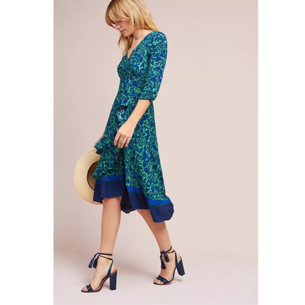 Anthropologie Maeve Prunella Ruched Wrap Dress